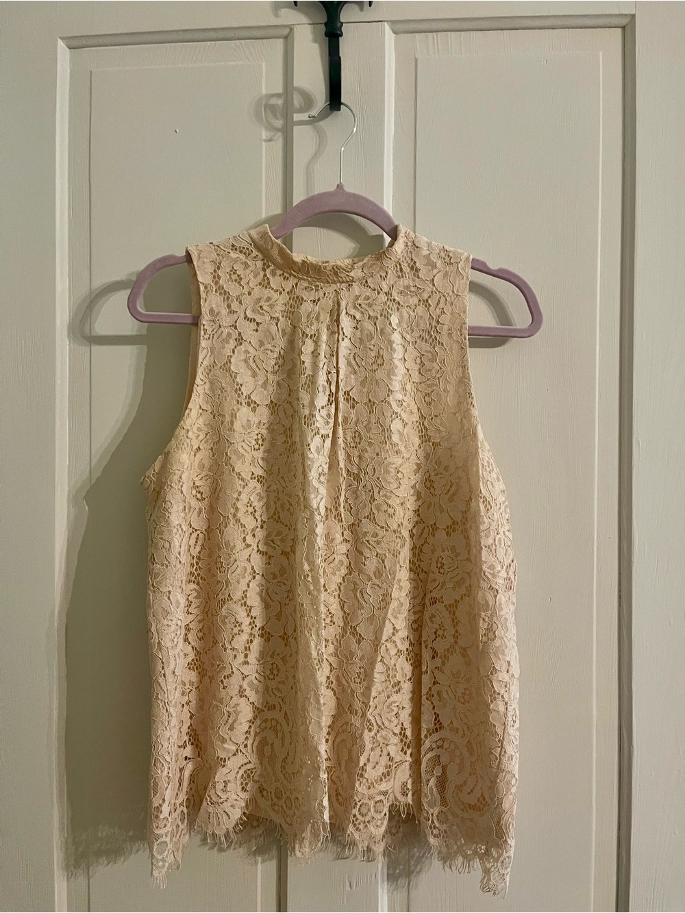 Light pink lace overlay blouse fully lined large
